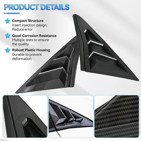 Autoxbert 2PCS Window Window Side For 2016-2021 Honda Civic 10th Gen Hatchback (وليس لسيارة السيدان والكوبيه) لـ Honda Civic Type R Carbon Fiber Black in Saudi Arabia