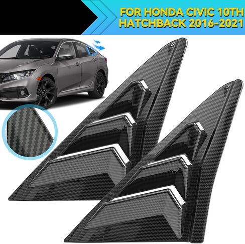 Autoxbert 2PCS Window Window Side For 2016-2021 Honda Civic 10th Gen Hatchback (وليس لسيارة السيدان والكوبيه) لـ Honda Civic Type R Carbon Fiber Black in Saudi Arabia