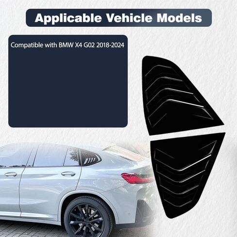Machswon الجانبية الخلفية النافذة ، يغطي Car Beal Cover بديل ، متوافق مع BMW X4 G02 2018-2024 ، Black Glossy ، 2 PCS in Saudi Arabia