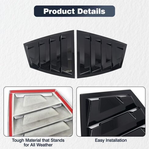 MACHSWON Rear Side Window Louvers, Car Rear Louver Covers Replacement, Compatible with Subaru WRX STi 2015-2021, Glossy Black, 2 pcs in Saudi Arabia