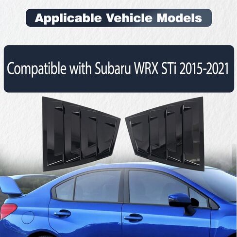 MACHSWON Rear Side Window Louvers, Car Rear Louver Covers Replacement, Compatible with Subaru WRX STi 2015-2021, Glossy Black, 2 pcs in Saudi Arabia