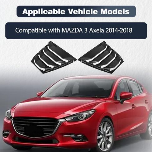 Machswon الجانبي الجانبية الستار ، Car Cover الخلفي يغطي الاستبدال ، متوافق مع Mazda 3 Axela 2014-2018 ، Black Glossy ، 2 pcs in Saudi Arabia