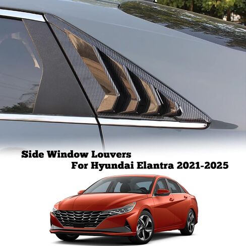 كورتز الجانبية الجانبية النافذة لاتفيات ل Hyundai Elantra 2021 2022 2023 2024 2025 نافذة ثلاثية الستائر الزجاجية الستائر تنفيس هواء مغرفة الغلاف الستائر الرياضية إكسسوارات ABS Carbon Fiber 2pcs in Kuwait