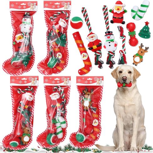 Shappy 5 Set Christmas Cat Toys Cat Christmas Stocking Toys Cat Stocking Stuffers Cat Gift for Christmas Interactive Pet Toys with Santa, Ball, Rope Chew Toys, Stocking Xmas Pet Toys Set in Saudi Arabia