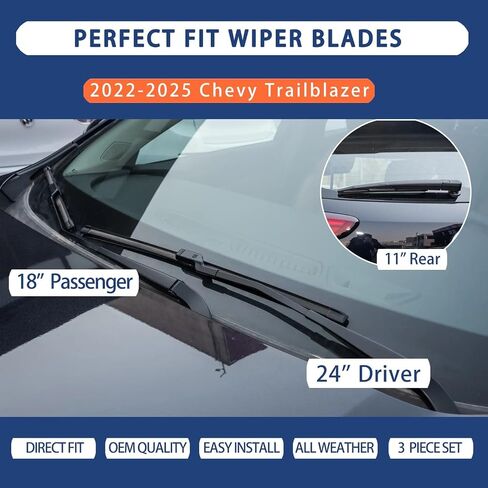 شفرات ممسحة الزجاج الأمامي لـ Chevy Trailblazer 2022 2023 2024 2025 - مجموعة كاملة من الأمام والخلفية (24 "+18" +11 ") مساحات شعاع قسط in Saudi Arabia