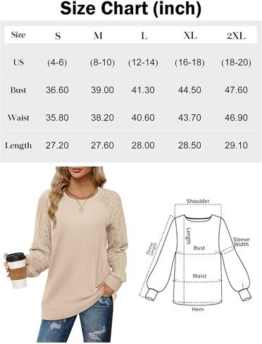 Sweaters for Women Crewneck Cable Knit Sleeve Sweaters Long Sleeve Shirts for Women Lightweight Fashion in Saudi Arabia