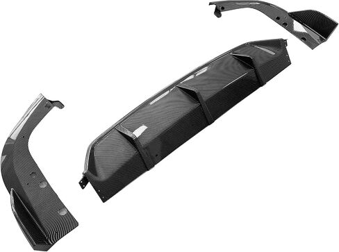 FREEMOTOR802 Rear Diffuser with Side Aprons, Compatible with 2019-2025 BMW G05 X5 LCI M Sport Package, IKON Style Gloss Black PP ABS Rear Bumper Lower Diffuser Lip Corner Guards Protectors in Saudi Arabia