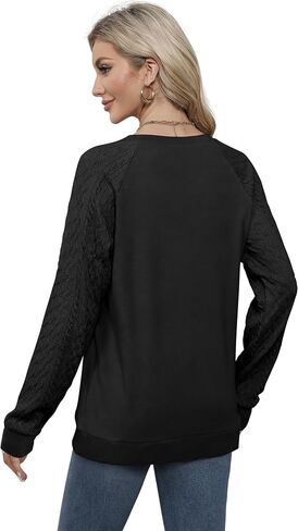 Sweaters for Women Crewneck Cable Knit Sleeve Sweaters Long Sleeve Shirts for Women Lightweight Fashion in Saudi Arabia