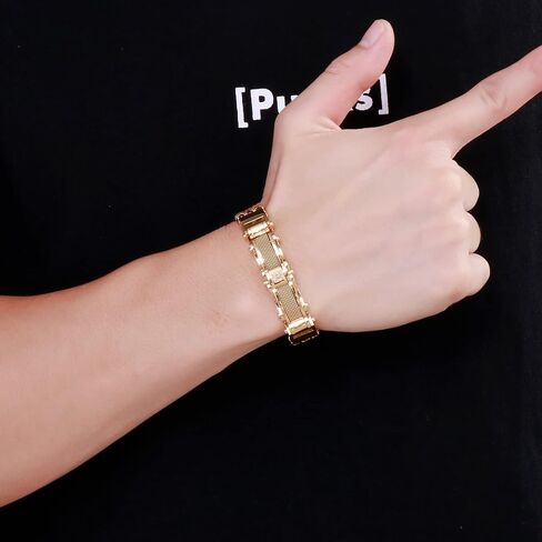 Mens Stainless Steel Franco Link Chain Bracelet,Fashion Cable Bracelet with Cubic Zirconia Gold Silver Black in Saudi Arabia