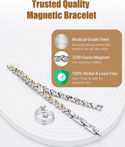 Magnetic Bracelets for Women & Copper Ring, Stainless Steel Magnet Bracelet in Saudi Arabia