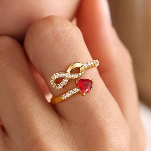 14k Gold Plated Birthstone Rings for Women Non Tarnish Infinity Promise Ring Adjustable Rings for Women Stackable Dainty CZ Ring Christmas Gifts for Her in Kuwait