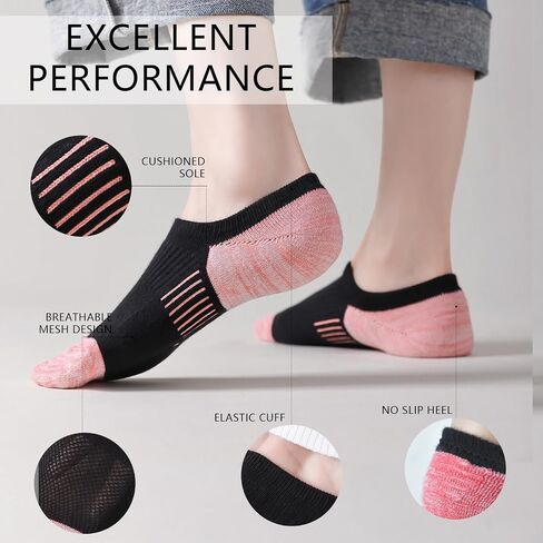 No Show Socks Womens Low Cut Causual Socks Cushioned Athletic Running Sock in Saudi Arabia