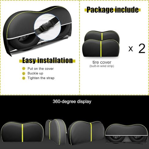 Rosefray RV Tire Covers, Dual Axle Wheel Cover (2 Pack) Fits 27"-30"/30"-33" Diameter Tires, Waterproof Anti-UV Black Dual Tire Covers RV Accessories for Truck/Trailer/Gray in Kuwait