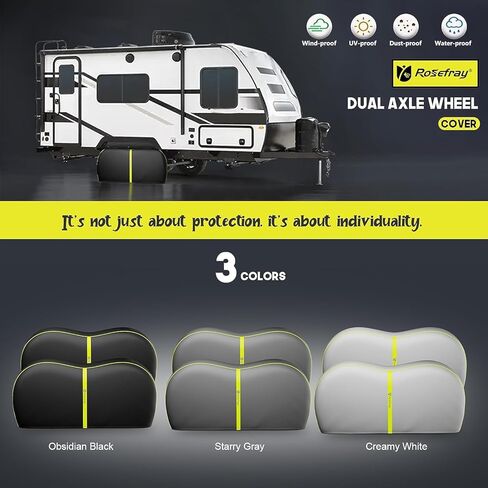 Rosefray RV Tire Covers, Dual Axle Wheel Cover (2 Pack) Fits 27"-30"/30"-33" Diameter Tires, Waterproof Anti-UV Black Dual Tire Covers RV Accessories for Truck/Trailer/Gray in Kuwait