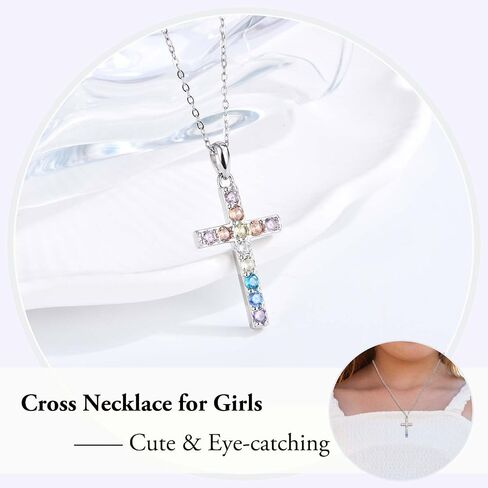 Cross Necklace for Girls Christian Religious Jewelry Gifts for Girls Daughter Granddaughter Sister Niece Friend Birthday Christmas Valentines Easter Graduation Baptism Communion Gift Stocking Stuffers in Kuwait