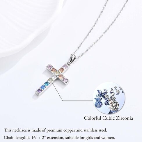 Cross Necklace for Girls Christian Religious Jewelry Gifts for Girls Daughter Granddaughter Sister Niece Friend Birthday Christmas Valentines Easter Graduation Baptism Communion Gift Stocking Stuffers in Kuwait
