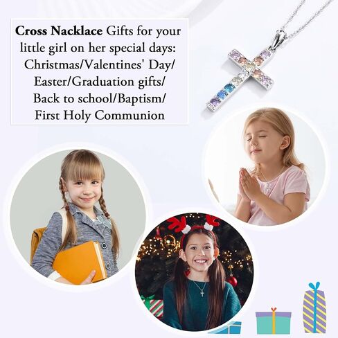 Cross Necklace for Girls Christian Religious Jewelry Gifts for Girls Daughter Granddaughter Sister Niece Friend Birthday Christmas Valentines Easter Graduation Baptism Communion Gift Stocking Stuffers in Kuwait