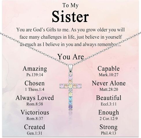 Cross Necklace for Girls Christian Religious Jewelry Gifts for Girls Daughter Granddaughter Sister Niece Friend Birthday Christmas Valentines Easter Graduation Baptism Communion Gift Stocking Stuffers in Kuwait