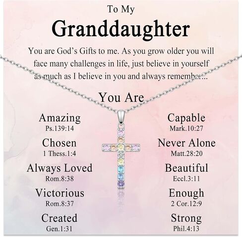 Cross Necklace for Girls Christian Religious Jewelry Gifts for Girls Daughter Granddaughter Sister Niece Friend Birthday Christmas Valentines Easter Graduation Baptism Communion Gift Stocking Stuffers in Kuwait