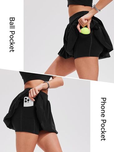 Airfree 2 Piece Sets for Women Tennis Skirt Set Mock Neck Sports Bra Irregular Crop Tank Bubble Skirt Outfits Set in Saudi Arabia