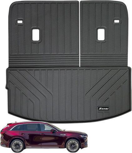 Large Cargo Liners with Backrest Mat for 2024 2025 Mazda CX90 CX-90 7&8 Seats(Not for 6 Seats), TPE All Weather Protection Trunk Mat with Velcro Rear Seats Backrest in Saudi Arabia