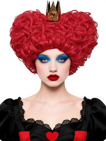شعر مستعار Red Heart Queen للنساء المستعملة البارعة المجعد القصيرة لحفلة Halloween Cosplay in Kuwait