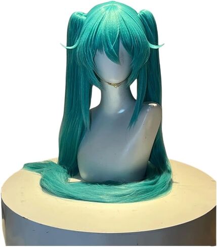 Women Wig Women Singer Wig Adult with Headphones Hair Band Set (Green) in Saudi Arabia