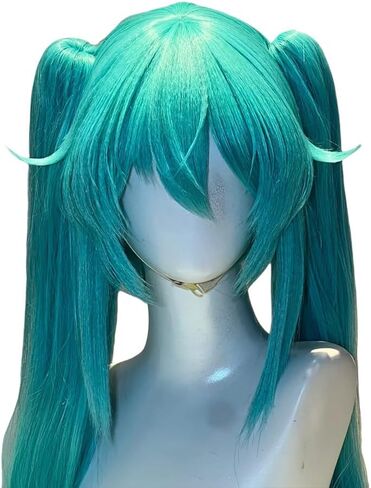 Women Wig Women Singer Wig Adult with Headphones Hair Band Set (Green) in Saudi Arabia