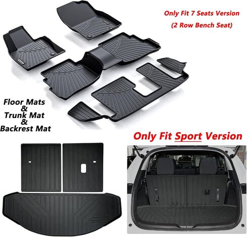 Large Cargo Liners with Backrest Mat for 2024 2025 Mazda CX90 CX-90 7&8 Seats(Not for 6 Seats), TPE All Weather Protection Trunk Mat with Velcro Rear Seats Backrest in Saudi Arabia