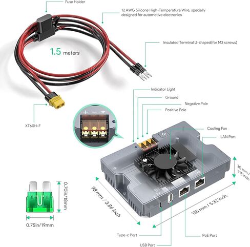 حاقن Starlink PoE مع مخرج طاقة USB ونوع C - حاقن جيجابت PoE بقدرة 180 وات متوافق مع مجموعة تحويل Starlink Gen 2 Dish 5 في 1 مع محول كابل SPX ومحول DC 9-36V in Kuwait