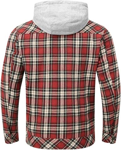 Rdruko Men's Flannel Shirt Jacket Fleece Lined Plaid Zip Up Winter Warm Coat with Hood in Saudi Arabia