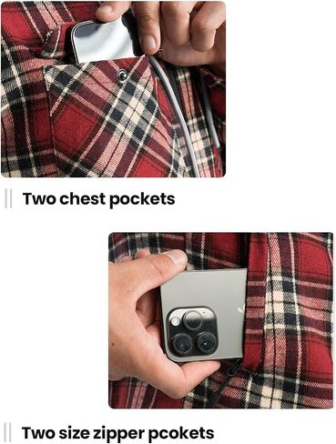 Rdruko Men's Flannel Shirt Jacket Fleece Lined Plaid Zip Up Winter Warm Coat with Hood in Saudi Arabia