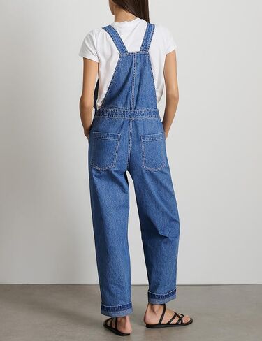 Denim Overalls for Women Straight Leg Adjustable Strap Jean Bib Overalls Casual Stretch Denim Jumpsuit with Pockets in Saudi Arabia
