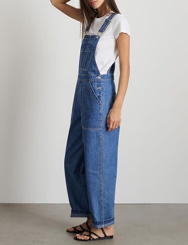 Denim Overalls for Women Straight Leg Adjustable Strap Jean Bib Overalls Casual Stretch Denim Jumpsuit with Pockets in Saudi Arabia