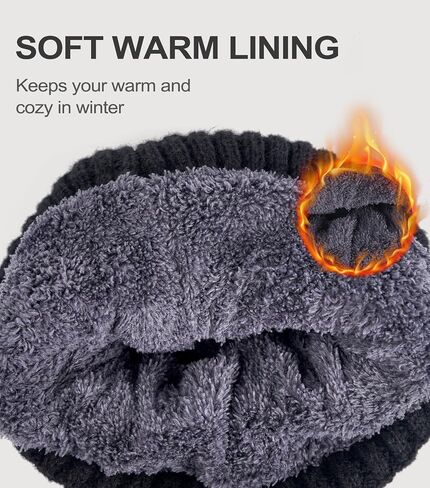 Beanie for Men Women, Winter Warm Hat with Fleece Lined, Thermal Kint Beanie Ski Cuffed Cap for Cold Weather in Saudi Arabia