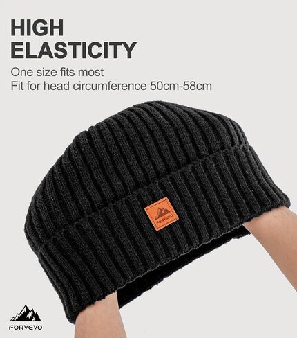Beanie for Men Women, Winter Warm Hat with Fleece Lined, Thermal Kint Beanie Ski Cuffed Cap for Cold Weather in Saudi Arabia