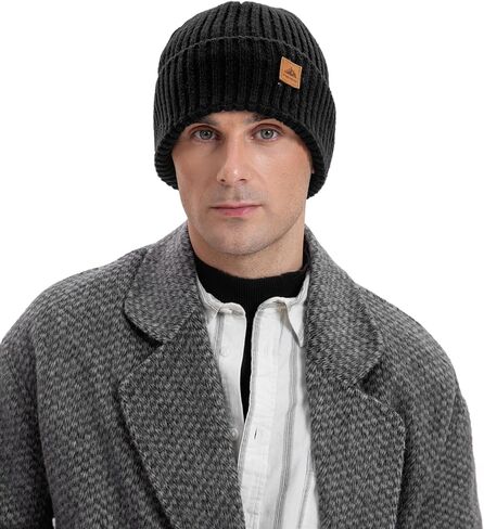Beanie for Men Women, Winter Warm Hat with Fleece Lined, Thermal Kint Beanie Ski Cuffed Cap for Cold Weather in Saudi Arabia