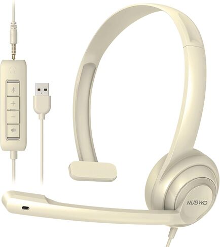 NUBWO HW02 USB Headset with Microphone Noise Cancelling &in-line Control, Ultra Comfort Computer Headset for Laptop pc, On-Ear Wired Office Call Center Headset for Boom Skype Webinars, 5 Packs in Saudi Arabia