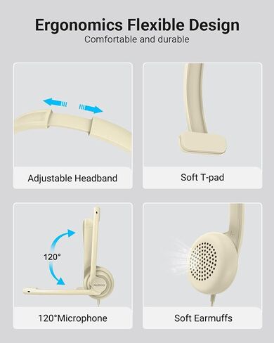 NUBWO HW02 USB Headset with Microphone Noise Cancelling &in-line Control, Ultra Comfort Computer Headset for Laptop pc, On-Ear Wired Office Call Center Headset for Boom Skype Webinars, 5 Packs in Saudi Arabia