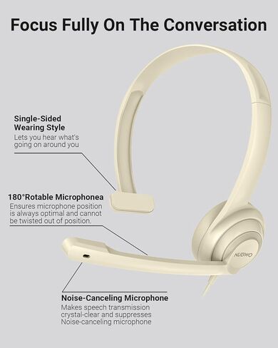 NUBWO HW02 USB Headset with Microphone Noise Cancelling &in-line Control, Ultra Comfort Computer Headset for Laptop pc, On-Ear Wired Office Call Center Headset for Boom Skype Webinars, 5 Packs in Saudi Arabia