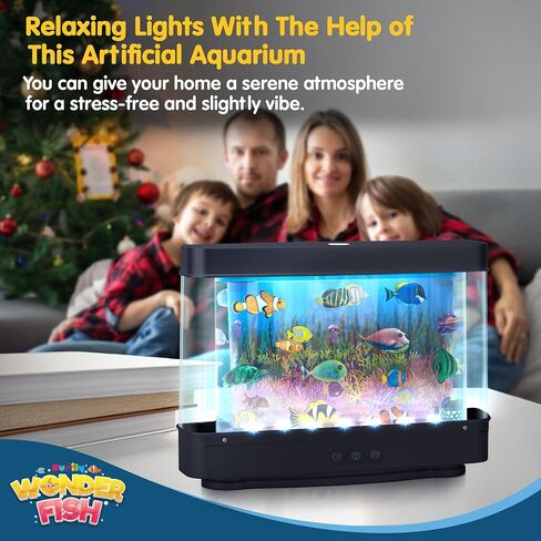 Artificial Fish Tank Virtual Ocean Toy - Mini Office Desk Aquarium, Colorful Aquarium, Motion Lamp Night Light with Moving Fish, Fun Gift for Kids and Adults in Kuwait