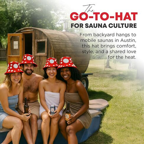 Two Fun Guys Sauna Hat for Sauna, Cold Plunge & Festival Wear – Wool Mushroom Bucket Hat for Women & Men – Heat Protection & Style – Red in Saudi Arabia