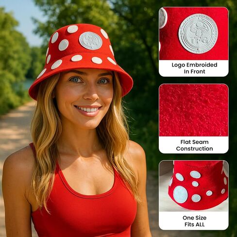 Two Fun Guys Sauna Hat for Sauna, Cold Plunge & Festival Wear – Wool Mushroom Bucket Hat for Women & Men – Heat Protection & Style – Red in Saudi Arabia