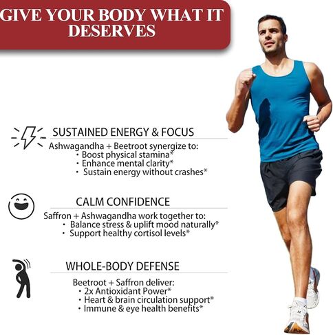 مكملات Saffron 1300mg مع جذر البنجر العضوي و Ashwagandha - 100 ملغ من مستخلص الزعفران لدعم المزاج ، والطاقة والتركيز - كبسولات الزعفران النقية ، النباتي ، غير المعدلة وراثيا ، 120 عدد in Kuwait
