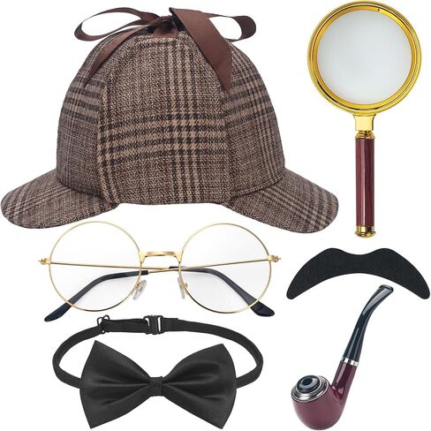 Detective Costume Accessories Set, Detective Hat Dress up Costume for Men Women Halloween Cosplay Dress up, Prop in Saudi Arabia