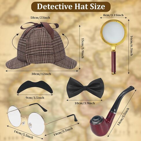 Detective Costume Accessories Set, Detective Hat Dress up Costume for Men Women Halloween Cosplay Dress up, Prop in Saudi Arabia