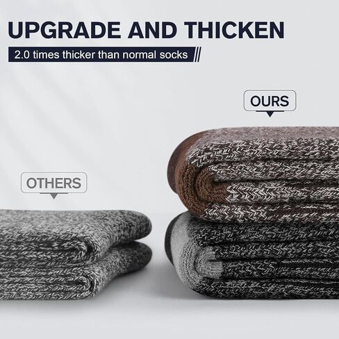 SIMIYA Thick Merino Wool Socks for Men Warm Hiking Socks Thermal Crew Socks in Cold Weather for Men & Women（5 Pairs） in Saudi Arabia