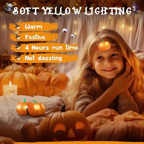 EverBrite Halloween Pumpkin Headlamp 2 Pack,2 Modes LED Head Lamp Adjustable Headband,Pumpkin Lights Halloween Party Favors, Orange Spot & Strobe Lights Halloween Gifts in Saudi Arabia