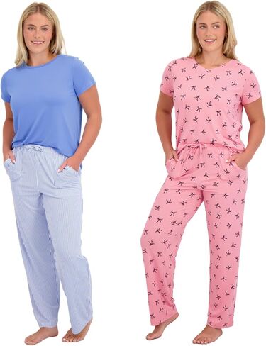 Ultra Soft Women's Pajama Set, Breathable Light Stretchy, Ladies Lounge Set, 4-Piece PJ Set in Saudi Arabia