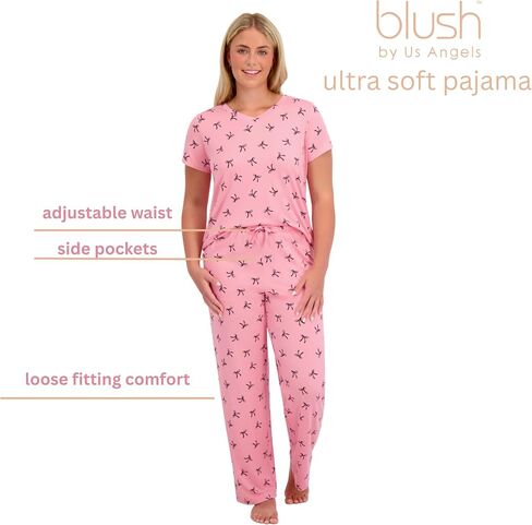 Ultra Soft Women's Pajama Set, Breathable Light Stretchy, Ladies Lounge Set, 4-Piece PJ Set in Saudi Arabia